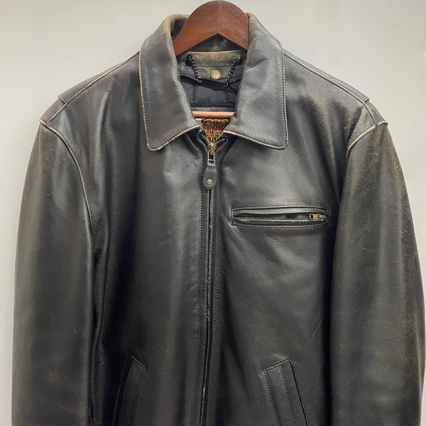 【曜日割引対象外】 ハーレーダビッドソン HARLEY-DAVIDSON USA製 SCREAMIN EAGLE レザージャケット シングルライダースジャケット インナー付き ジャケット ブラック 38サイズ 201MT-4532 VB