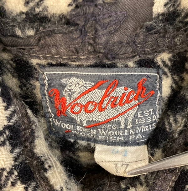 ウールリッチ WOOLRICH 30s ヴィンテージ Vintage ウールチェックシャツ 白 黒 長袖シャツ ブラック 101MT-3227