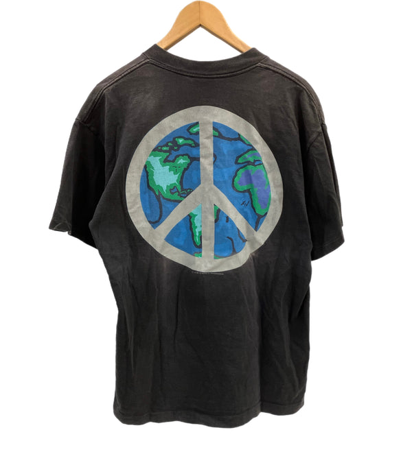 ヴィンテージ vintage 90’s 90年代 GIANT MTV MUSIC TELEVISION WORLD PEACE 地球 ピースマーク Tシャツ ブラック 101MT-5054