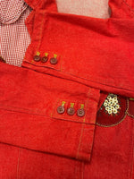 ピンクハウス PINK HOUSE パッチワーク ワッペン デニムジャケット テーラードジャケット ブラウス レトロ 赤 PO141FJ01 ジャケット レッド 101LT-174