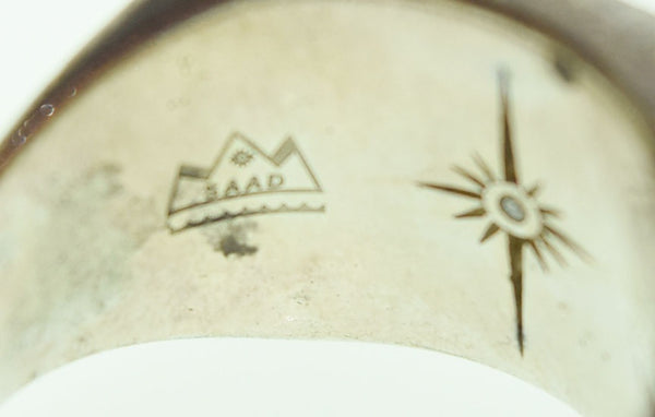 サード SAAD 太陽神 シェルインレイ シグネット スクエア K18 925 リング 18号 メンズジュエリー・アクセサリー 指輪・リング シルバー 103G-123