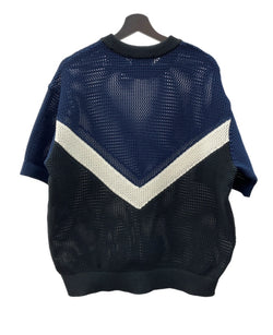 クルニ CULLNI Bi Color Mesh Knit Short Sleeve Pullover メッシュ ニット ショート スリーブ プルオーバー 紺 サイズ 1 トップスその他 ボーダー ネイビー 104MT-1911