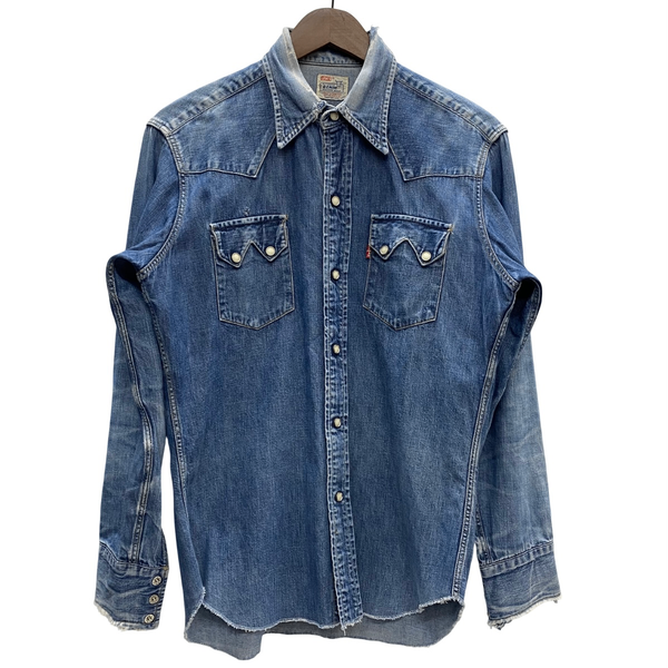 【曜日割引対象外】 リーバイス Levi's 90's 復刻 ショートホーン デニムウエスタンシャツ 長袖シャツ ブルー 201MT-4392 VB