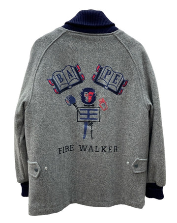 アベイシングエイプ A BATHING APE × EBBETS FIELD FLANNELS エベッツ フィールド フランネルズ ウール スタジャン 灰 6863-141-019 ジャケット 刺繍 グレー Mサイズ 104MT-2153
