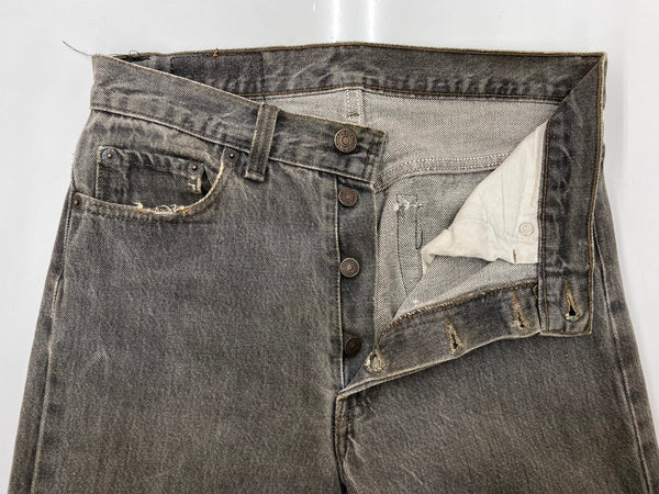 リーバイス Levi's 90s 90年代 501 先染め ブラック ジーンズ ジーパン USA製 ボタン裏653 無地 デニム ブラック W29 L34 104MB-295