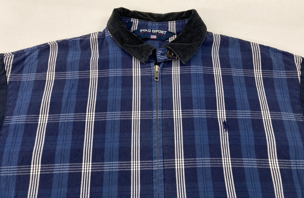 ラルフローレン RalphLauren Polo Sport ポロ スポーツ  90's CHECK SWING TOP チェック スウィングトップ 襟コーデュロイ 紺 ジャケット チェック ネイビー Mサイズ 104MT-2298