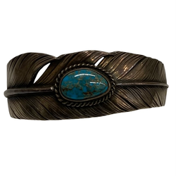 【曜日割引対象外】 【中古】マウントヒル Mt.hill フェザーバングル ワイド キャンデラリアターコイズ付き メンズジュエリー・アクセサリー バングル シルバー 201goods-579 VB