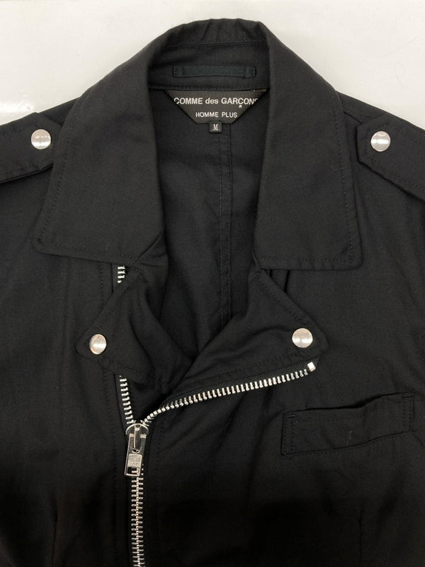 コムデギャルソン COMME des GARCONS OMME PLUS 12SS WOOL RIDERS JACKET ウール ライダース ジャケット Tailoring for Punks ジップアップ アウター 黒 PI-J112 ジャケット 無地 ブラック Mサイズ 104MT-2219