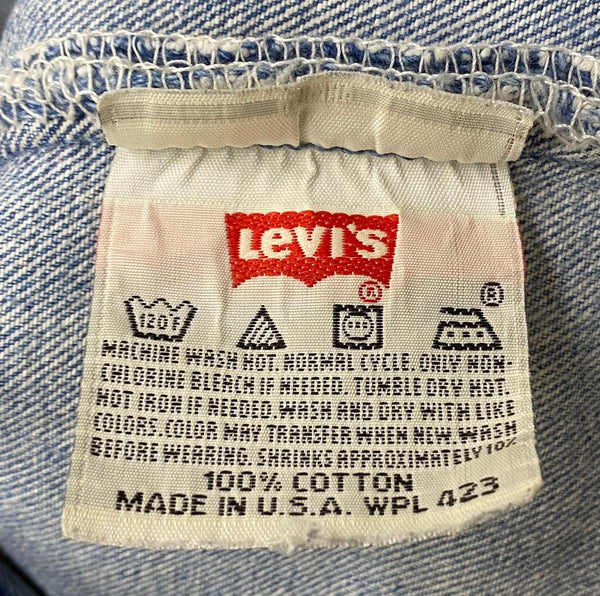 【曜日割引対象外】 リーバイス Levi's 501XX 90s ボタンフライジーンズ ボタン裏刻印 653 USA製 グランジ デニム 無地 ブルー W35サイズ 201MB-637