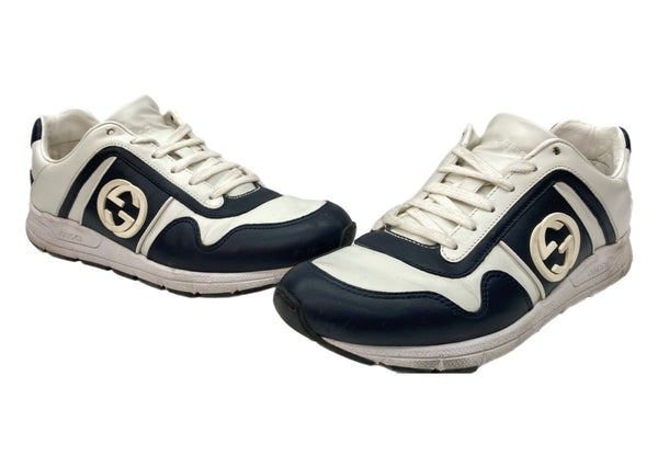 グッチ GUCCI INTERLOCKING G インターロッキング ローカット スニーカー GGロゴ シューズ 白 紺 426184 メンズ靴 スニーカー ホワイト サイズ 5 1/2 104S-1064