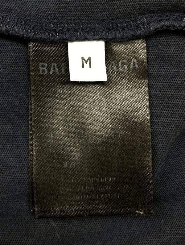 バレンシアガ BALENCIAGA CAMPAIGN LOGO PRINT T-SHIRT キャンペーン ロゴ プリント Tシャツ 半袖 カットソー 紺 556150 TAV44 Tシャツ ロゴ ネイビー Mサイズ 104MT-1183
