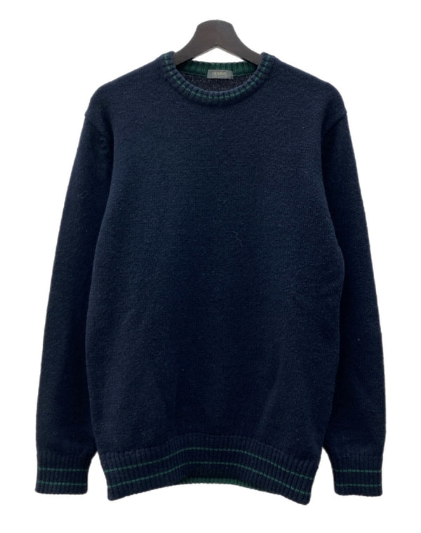 コムデギャルソン COMME des GARCONS HOMME 80s CREWNECK WOOL KNIT クルーネック ウール ニット 川久保オム デカオム 薄手 セーター 紺 HN-080040 セーター 無地 ネイビー 104MT-1690