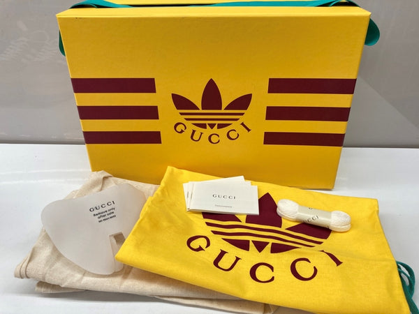 アディダス adidas × グッチ GUCCI 22SS ガゼル GAZELLE 707873 UWV20 ローカット 厚底 GG モノグラム GG柄 総柄 ベージュ系 HQ7085 レディース靴 スニーカー マルチカラー 25.5cm 104S-994