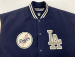 ニューエラ New Era MLB VARSITY JACKET バーシティ ジャケット LA Dodgers ドジャース スタジャン アウター 野球 白 紺 US M ジャケット ロゴ ネイビー 104MT-774