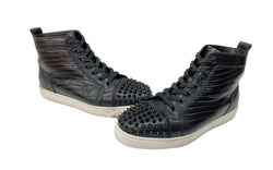クリスチャン ルブタン Christian Louboutin Cl Moc Lug Lou Spikes Orlato Flat スパイク スタッズ 型押し SHOES SNEAKERS ハイカット BLACK 黒 レディース靴 スニーカー ブラック SIZE39 104S-1015