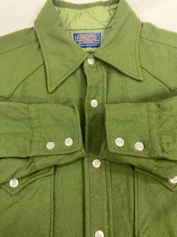 ペンドルトン PENDLETON 60's 60s 60年代 ウエスタン ウールシャツ WOOL ヴィンテージ vintage 長袖シャツ グリーン Lサイズ 101MT-3669