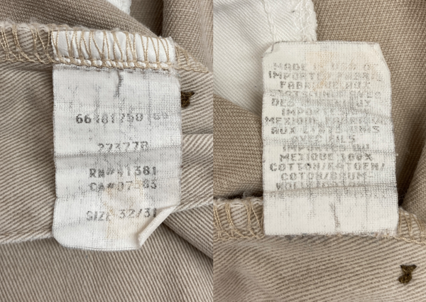 ダブルアールエル RRL 90s CHINO PANTS チノ パンツ ボタンフライ ワーク トラウザーズ 三ツ星タグ USA製 Ralph Lauren 薄茶 無地 チノパン ベージュ 32×31 104MB-346