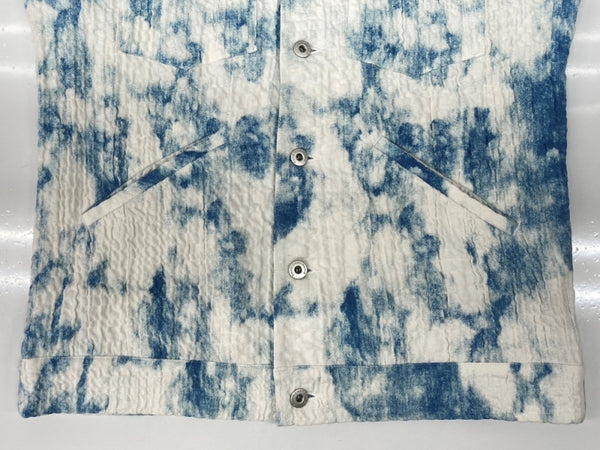 フェンチェンワン Feng Chen Wang TRUCKER JACKET トラッカー ジャケット タイダイ ストレッチ ボタン アウター 白 青 FUS17JK23 ジャケット 総柄 ホワイト Mサイズ 104MT-2105