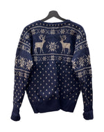 ダブルアールエル RRL 90s NORDIC SWEATER ノルディック セーター ニット トナカイ柄 三ツ星タグ Ralph Lauren 紺 セーター 総柄 ネイビー Lサイズ 104MT-2069