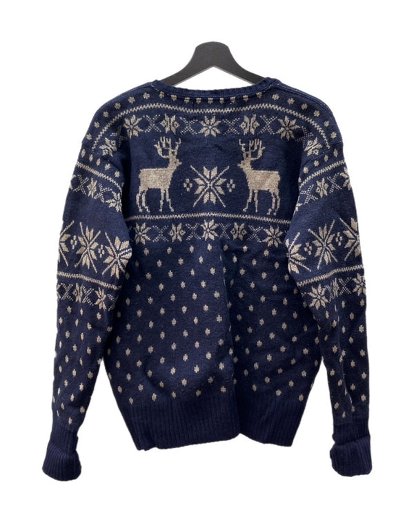 ダブルアールエル RRL 90s NORDIC SWEATER ノルディック セーター ニット トナカイ柄 三ツ星タグ Ralph Lauren 紺 セーター 総柄 ネイビー Lサイズ 104MT-2069