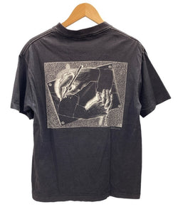 ヴィンテージ vintage 90s ART Tshirt アートTシャツ US古着  M.C. Escher 騙し絵  袖シングル Tシャツ ブラック Mサイズ 101MT-2966