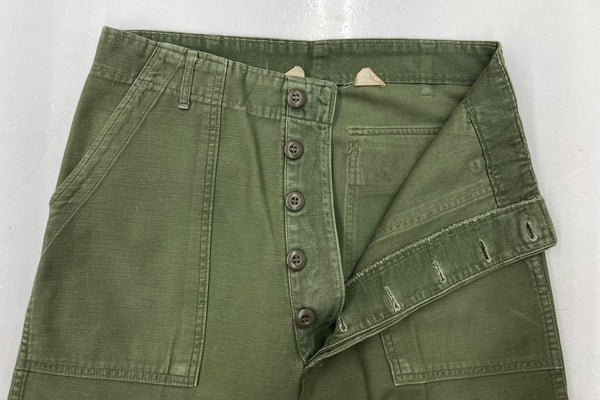 ミリタリー Military 60s 60年代 U.S.ARMY ベイカーパンツ コットンサテン OG-107 TYPE1 緑 無地 カーゴパンツ カーキ 32×33 104MB-219