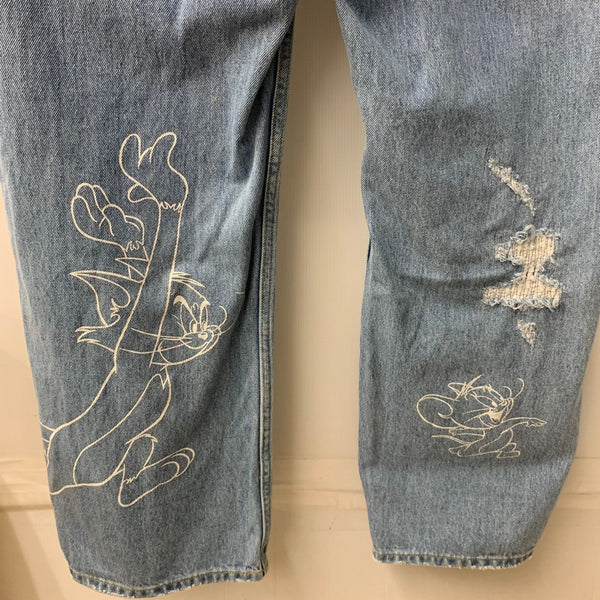 エクストララージ X-LARGE Tom And Jerry ダメージ加工 ワイド デニム パンツ 101241031022 デニム ブルー 201MB-937