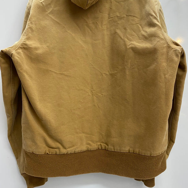 【曜日割引対象外】 カーハート Carhartt アクティブジャケット パーカー 裏地チェック ダック ジャケット ベージュ 201MT-4467 VB