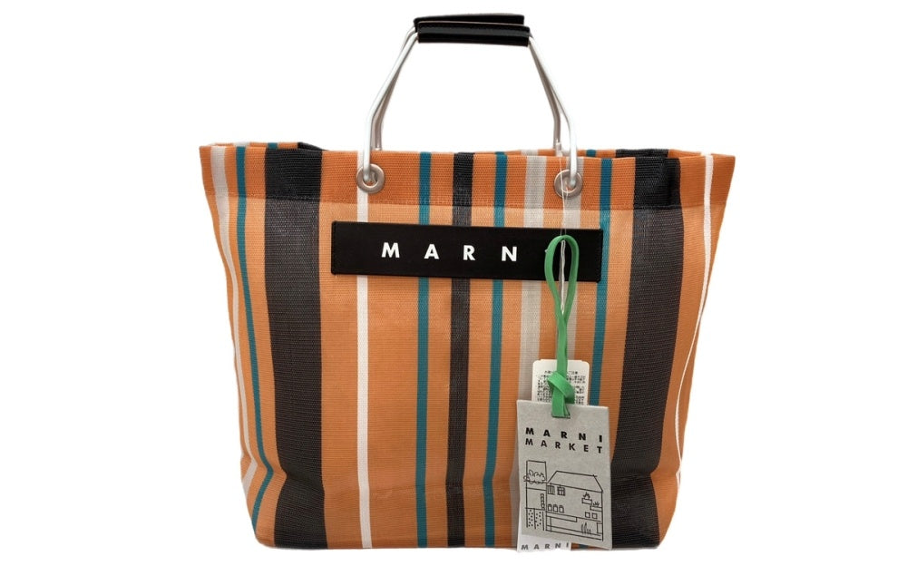 マルニ MARNI マーケット MARKET ストライプ ラージ メッシュ TOTE BAG 