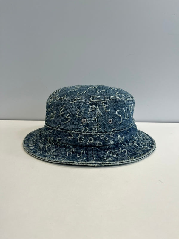 シュプリーム SUPREME 21SS Warp Jacquard Logos Denim Crusher ワープジャカードロゴ デニムクラッシャー バケットハット 帽子 メンズ帽子 ハット ブルー 101hat-183