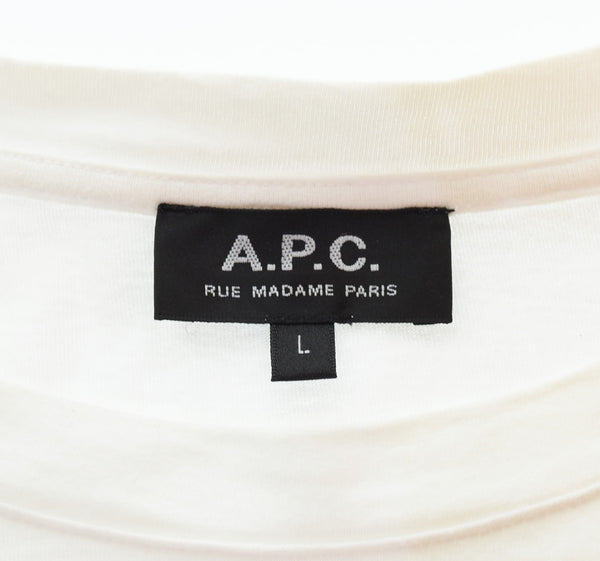 アーペーセー A.P.C. 刺繍 ロゴ Tシャツ embroidery logo tee A.P.C. RUE MADAME PARIS 4114323 Tシャツ ホワイト Lサイズ 103MT-3100