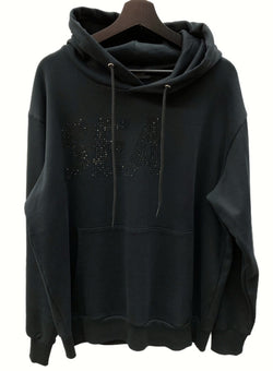 ウィンダンシー WIND AND SEA SEA RHINE STONE HOODIE シー ライン ストーン フーディ パーカー プルオーバー 黒 WDS-O-SIG-24-Q1-CS-02 パーカ ロゴ ブラック Lサイズ 104MT-572