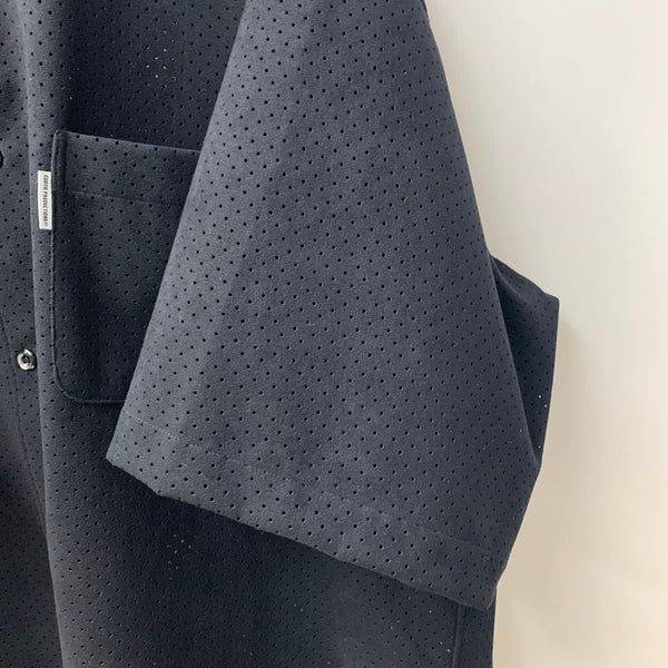 クーティープロダクションズ COOTIE PRODUCTIONS Punching Faux Suede Work Shirt 半袖シャツ ブラック XLサイズ 201MT-4402