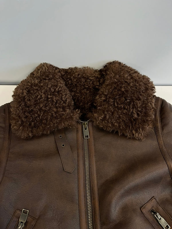 マウジー moussy AGED AVIATOR JACKET エイジドアビエータージャケット ボア 茶 010HAS30-1341 ジャケット ブラウン フリーサイズ FREE 101LT-217