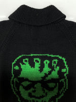 ヒステリックグラマー HYSTERIC GLAMOUR Cowichan Knit Cardigan カウチン ニット カーディガン GRANTED MONSTER 音符 ドクロ ジップアップ ジャケット 黒 02183ND05 カーディガン ロゴ ブラック Sサイズ 104MT-2223
