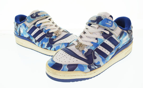 アベイシングエイプ A BATHING APE  ADIDAS FORUM 84 BAPE LOW 30TH ANNIVERSARY アニバーサリーブルー カモ ID4772 メンズ靴 スニーカー マルチカラー 27.5cm 103S-1165