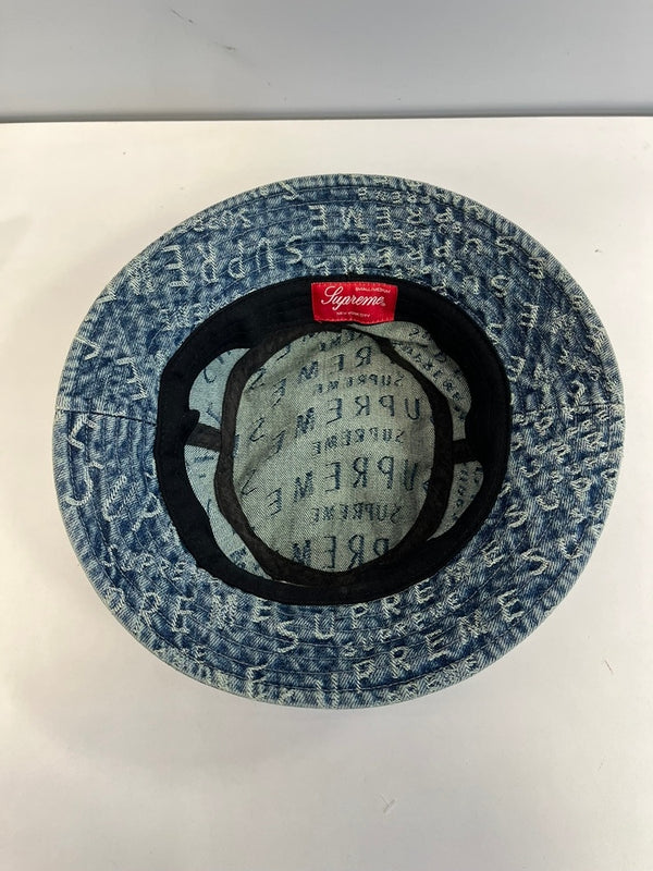 シュプリーム SUPREME 21SS Warp Jacquard Logos Denim Crusher ワープジャカードロゴ デニムクラッシャー バケットハット 帽子 メンズ帽子 ハット ブルー 101hat-183