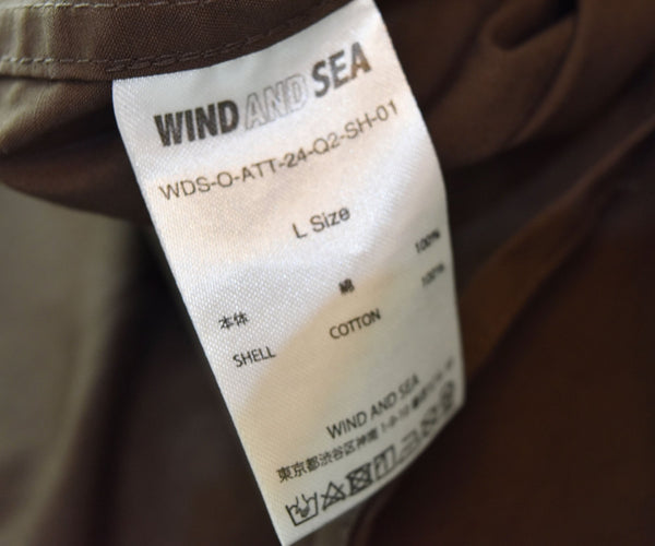 ウィンダンシー WIND AND SEA 胸ポケット 刺繍 ロングスリーブ シャツ長袖シャツ WDS-O-ATT-24-Q2-SH-01 長袖シャツ ブラウン Lサイズ 103MT-2969