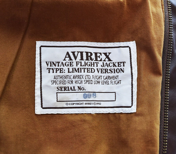 アビレックス AVIREX A-2 Leather Flight Jacket レザー フライト ジャケット VINTAGE TYPE LIMITED VERSION MADE IN USA 38 ジャケット ブラウン 103MT-2623