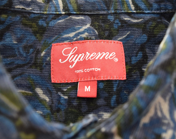 シュプリーム SUPREME 18AW Roses Corduroy Shirt バラ柄 長袖シャツ 青 長袖シャツ ブルー Mサイズ 103MT-2121