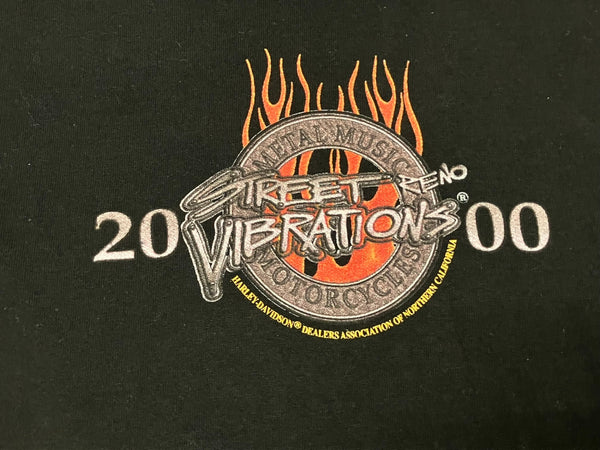 ハーレーダビットソン Harley Davidson 00's 00s FRUIT OF THE LOOM Street Vibrations Metal Music Motorcycles 2000  Tシャツ ブラック Lサイズ 101MT-3276