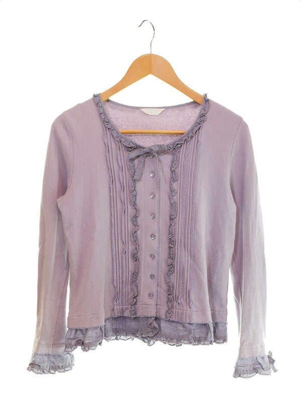 ピンクハウス PINK HOUSE ローンフリルブラウス P018EUAL38 B 長袖カットソー パープル Mサイズ 103LT-133