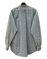 ダブルアールエル RRL 90s BAND COLLAR SHIRT JACKET バンド カラー シャツ ジャケット ワーク 三ツ星タグ Ralph Lauren 青 ジャケット ストライプ ブルー Lサイズ 104MT-1502