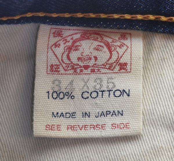 エヴィス EVISU Lot 2001 NO.2 KAMOME ホワイトカモメ プリント デニム パンツ デニム ネイビー 34/35 103MB-670