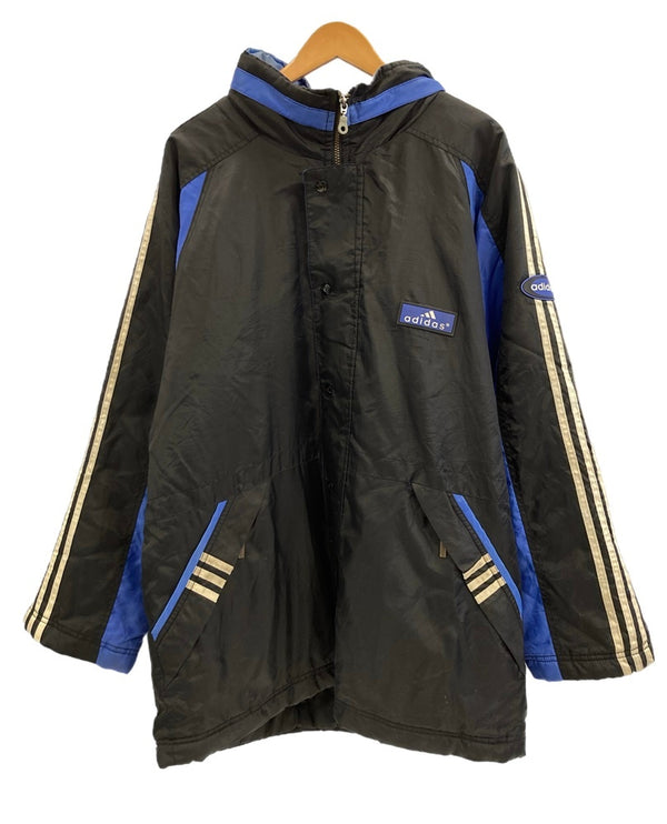 アディダス adidas 90s~ ヴィンテージ Vintage ベンチコート 中綿ナイロンジャケット ブラック ✕ ブルー  XL ジャケット ブラック LLサイズ 101MT-3478