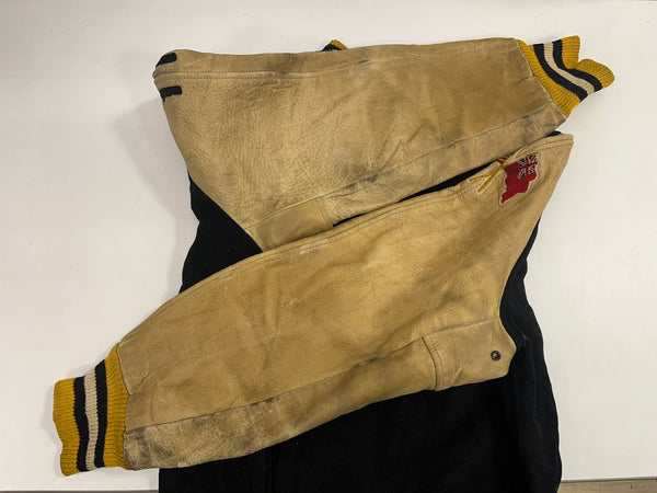 ヴィンテージ vintage 60's～ 60年代 LIPPMANS ウール スタジャン バーシティジャケット アワードジャケット インディアンヘッド 袖レザー ツートン イエロー 42 ジャケット ネイビー 101MT-5453