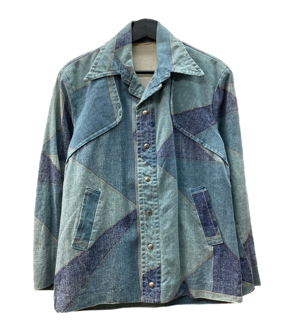 ヴィンテージ vintage 70s 70年代 パッチワーク プリント デニムジャケット Ｇジャン 青 ジャケット プリント ブルー 104MT-1351