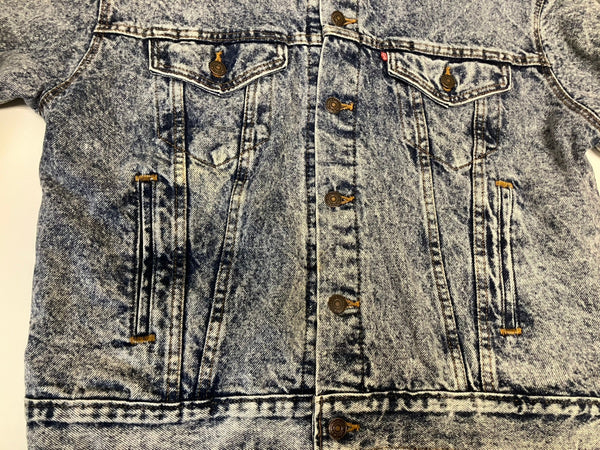 リーバイス Levi's 80's 80年代 70417-0819 ボタン裏527刻印 バッファローチェック ライナー ケミカルウォッシュ made in USA アメリカ製Gジャン デニム ジャケット ブルー Mサイズ 101MT-3694