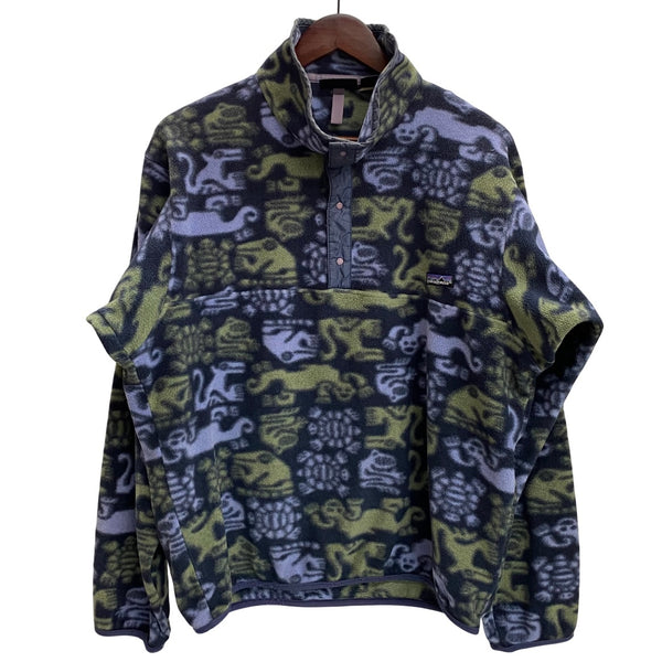 【曜日割引対象外】 パタゴニア PATAGONIA 90's クリーチャー スナップT ハーフボタン フリース USA製 ジャケット ネイビー Mサイズ 201MT-3856 VB