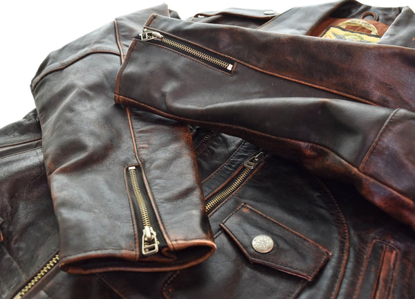 アビレックス AVIREX レザージャケット ダブルライダースジャケット ジャケット ブラウン Mサイズ 103MT-2527